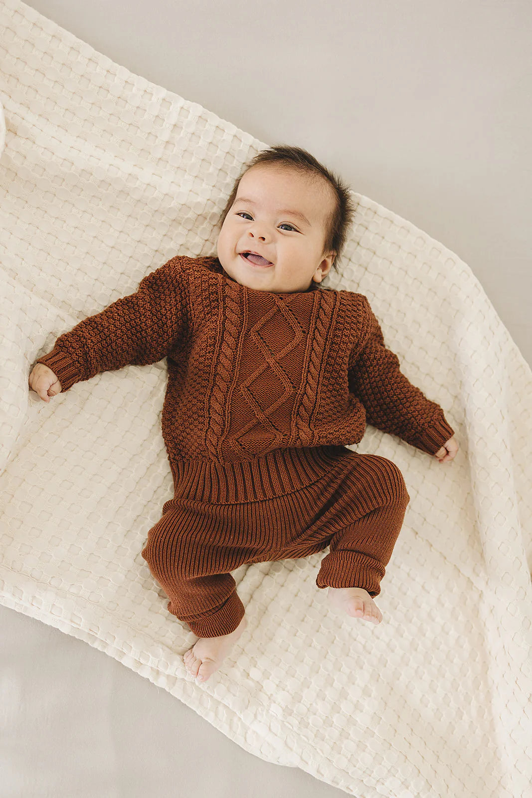 Cable Knit Cardigan - Dark Rust