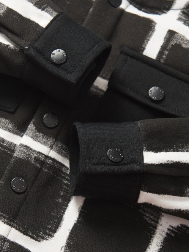 Checkered Hooded Shacket - Black