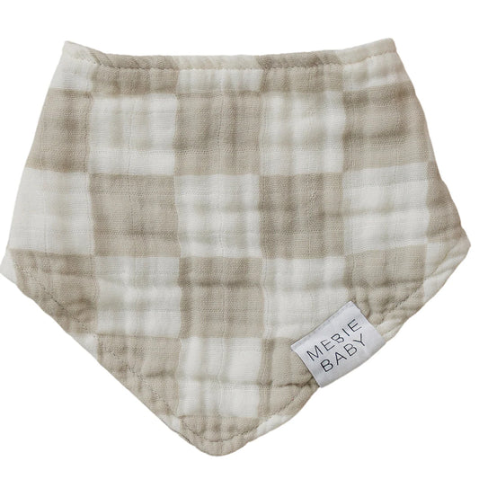 Muslin Bib - Checkered Taupe