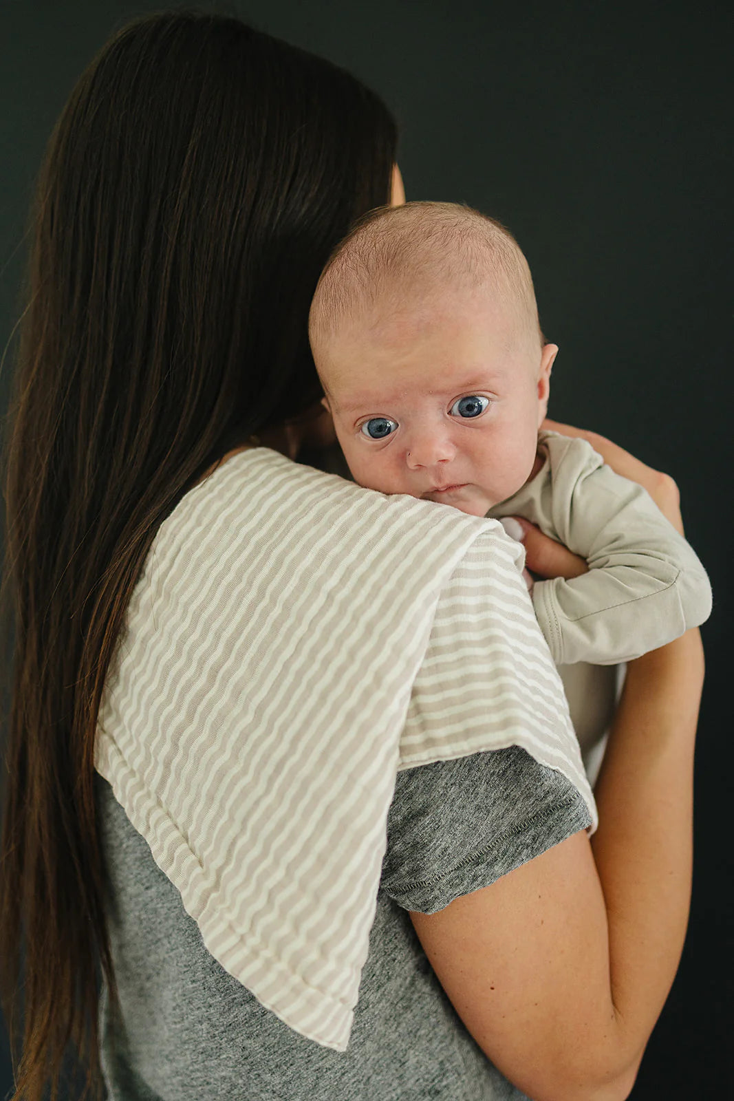 Muslin Burp Cloth - Taupe Stripe