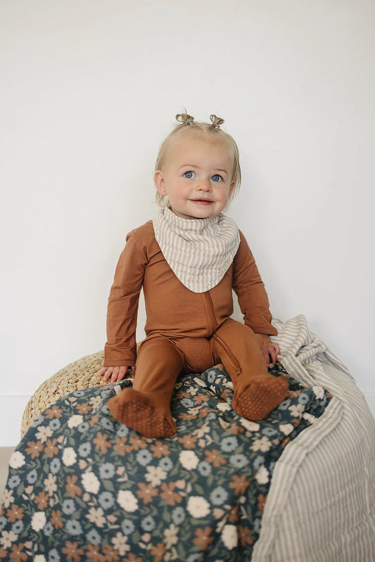 Muslin Bib - Taupe Stripe