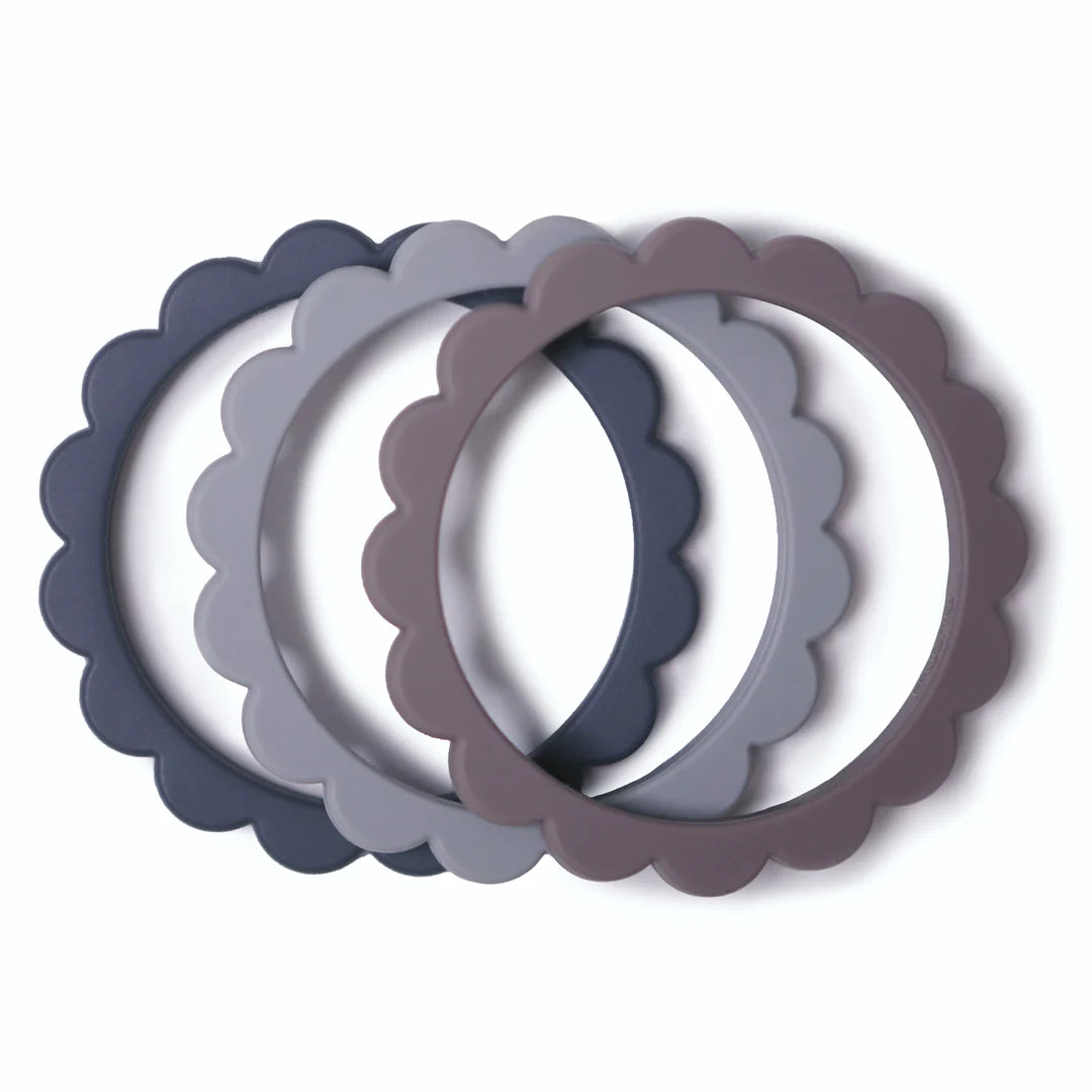 Flower Teether Bracelets - Steel/DoveGray/Stone