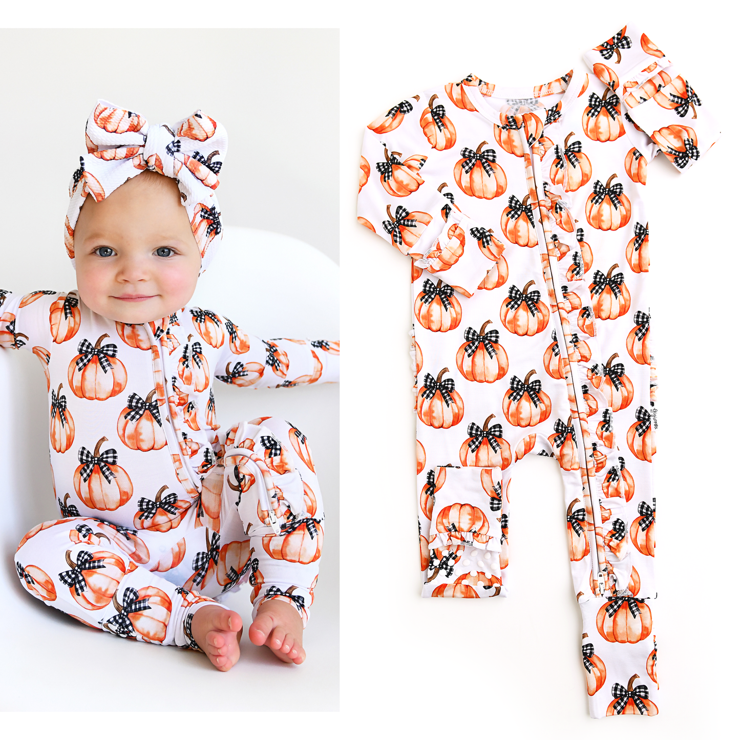 Bamboo Ruffled Sleeper - Lilith Pumpkin