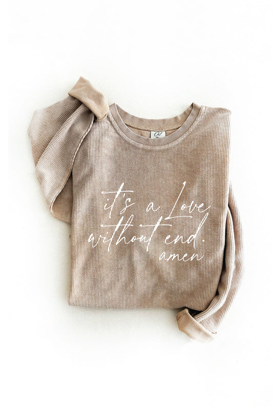 It’s a Love Without End - Thermal Vintage Pullover: Latte