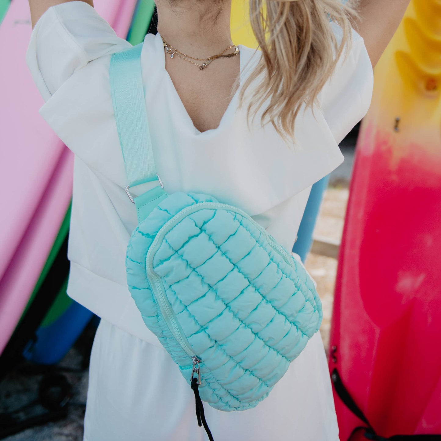 Quilted Sling Crossbody Bag - Mint