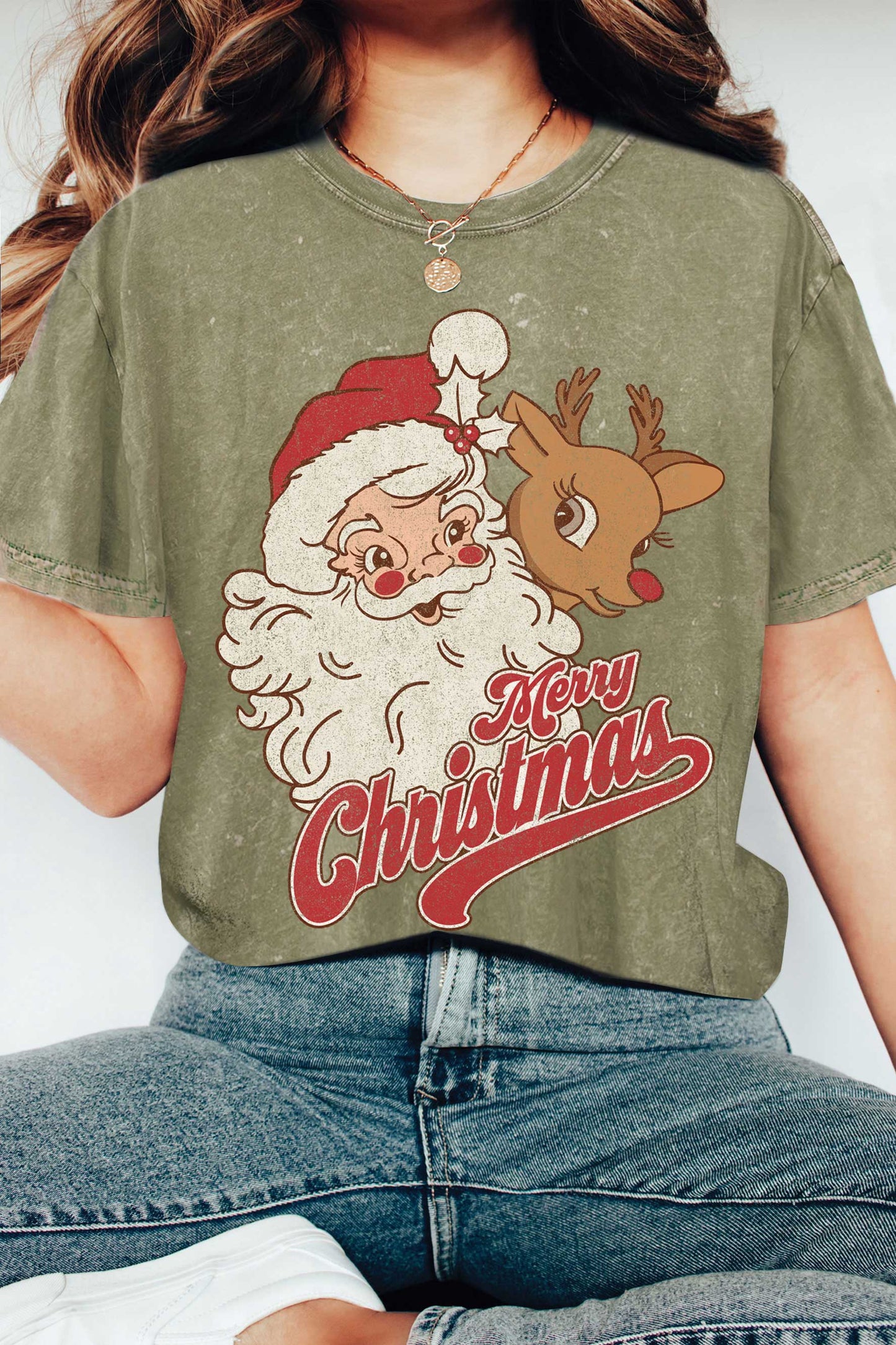 Tee Shirt - Santa & Rudolph Merry Christmas