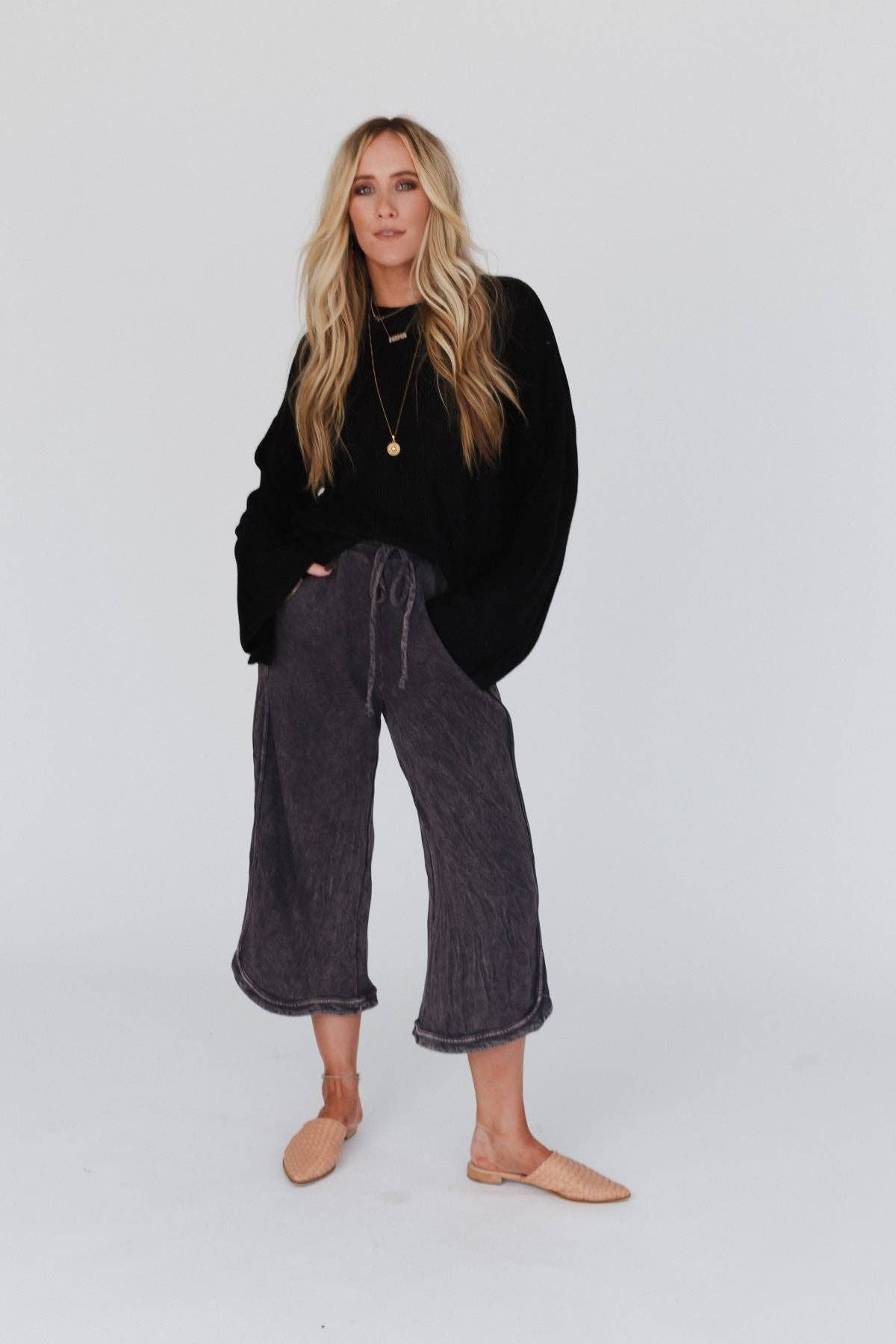 Wide Leg Pant PETITE Length - Charcoal