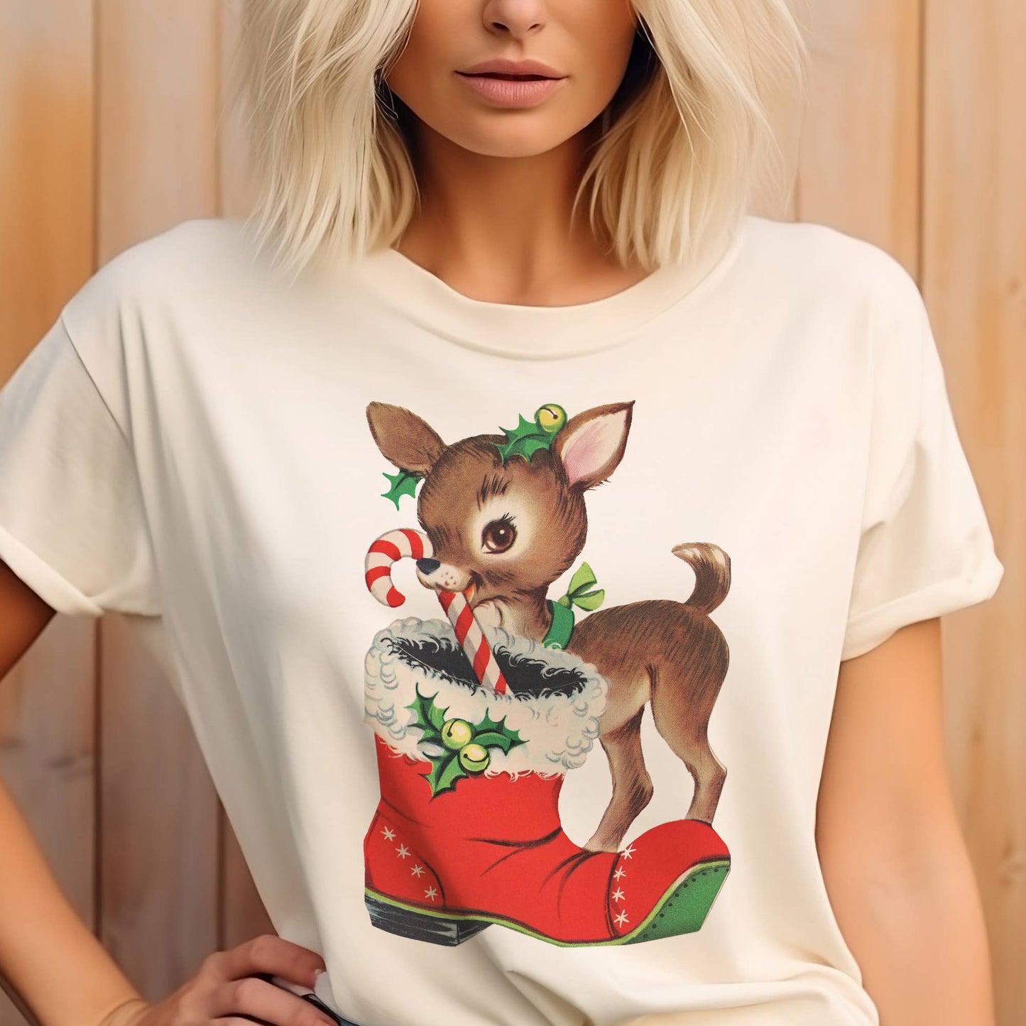 Tee Shirt - Vintage Christmas Deer