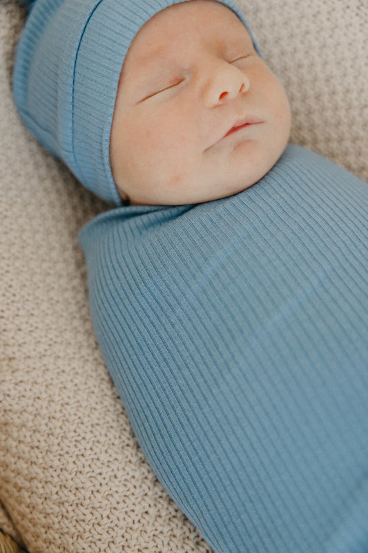 Copper Pearl Ribbed Swaddle - Atlantic