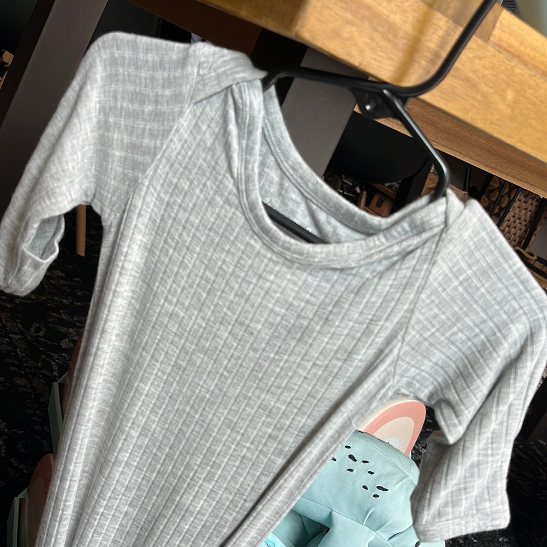 Tie Knot Gown: Heather Gray Ribbed