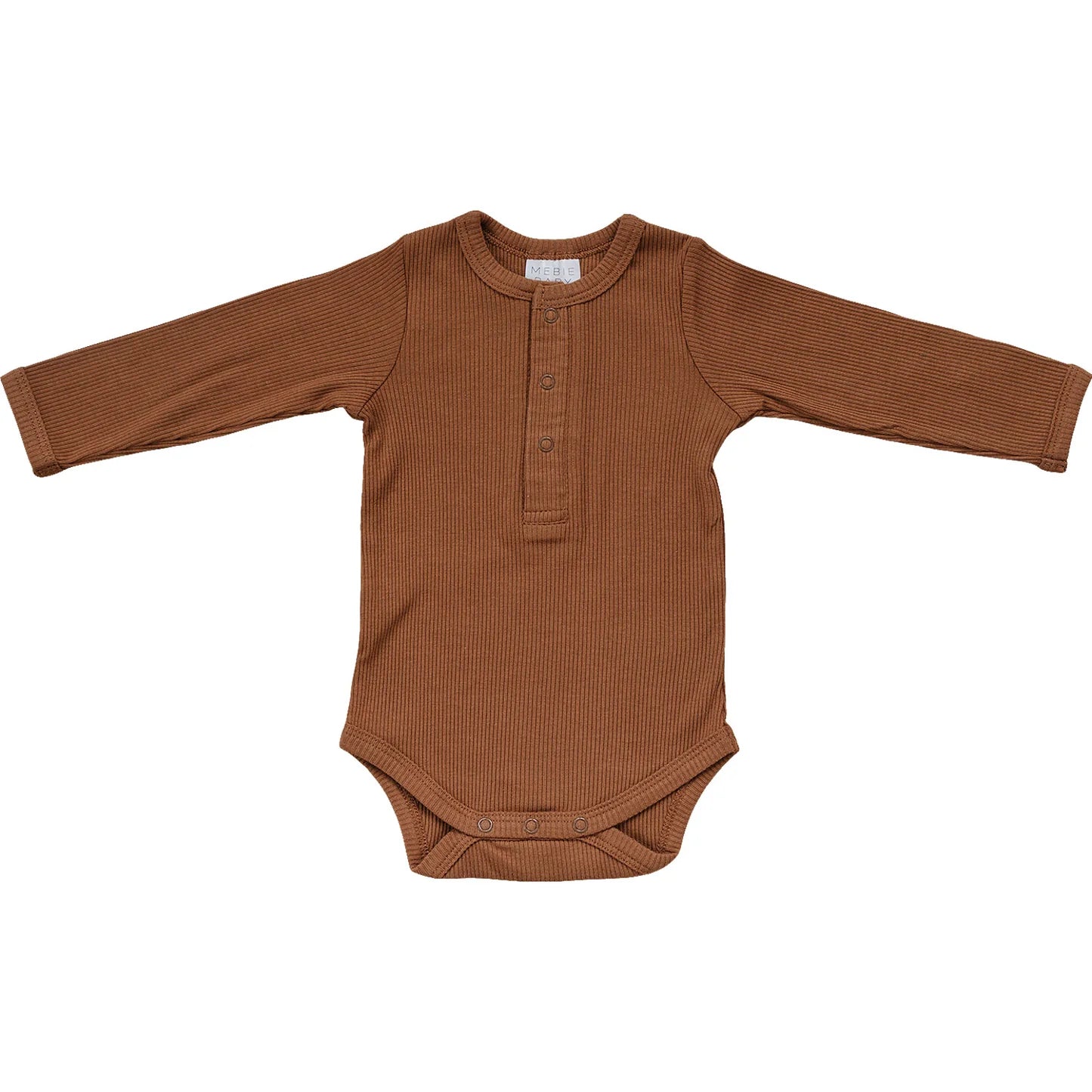 Organic Snap Long Sleeve Ribbed Bodysuit - Rust