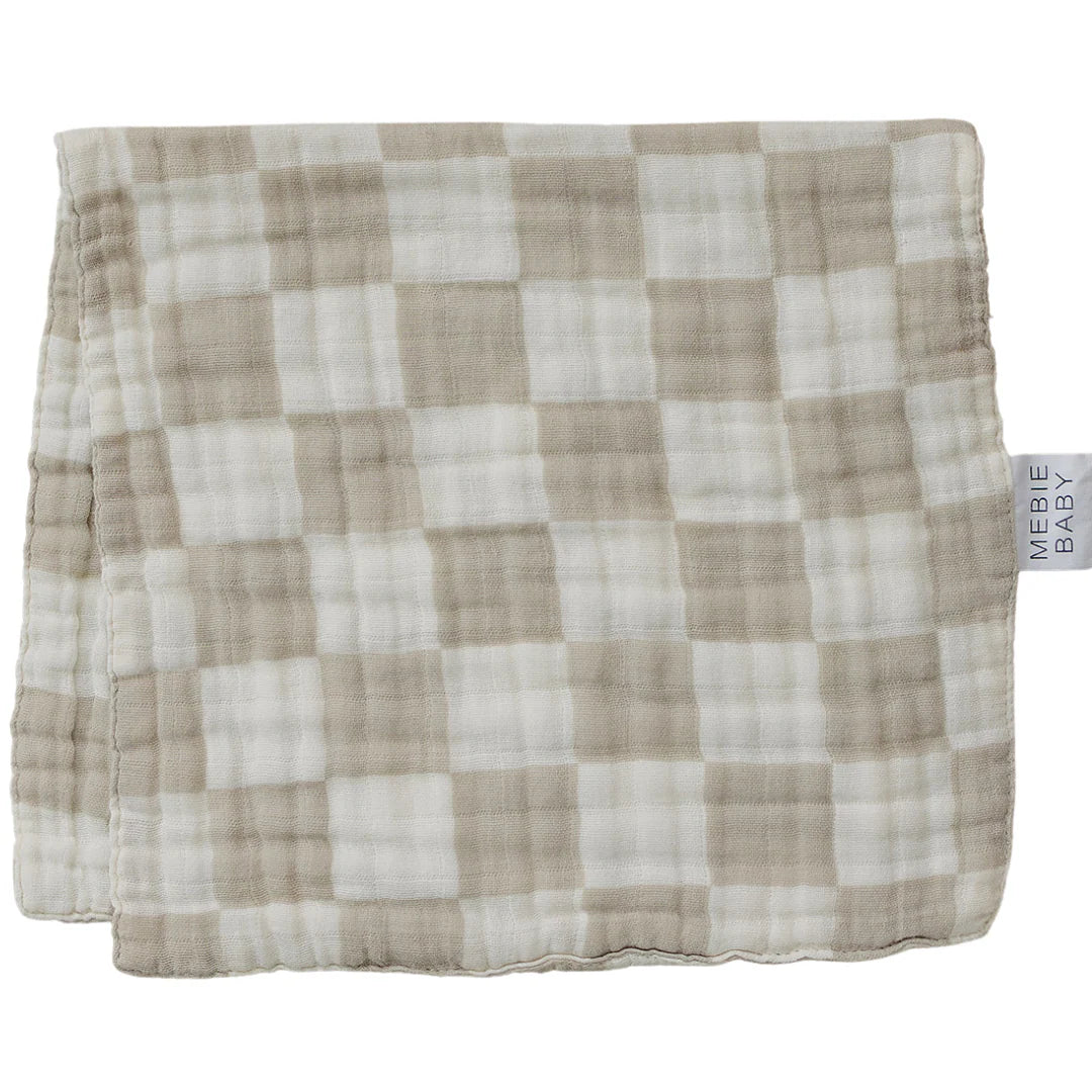 Muslin Burp Cloth - Taupe Checkered