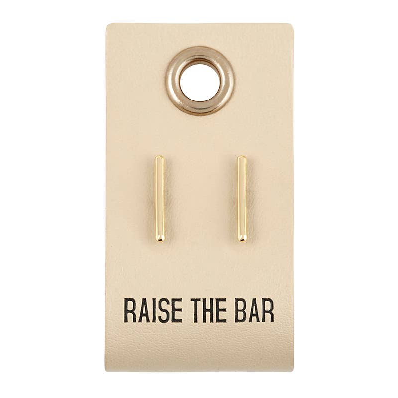 Leather Tag - Bar Earrings