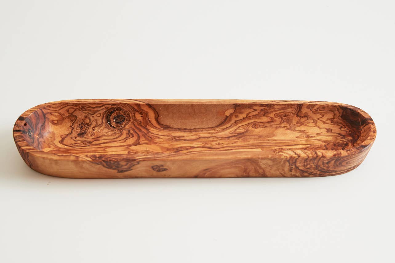 Italian Olivewood Boat Bowl - Smooth Edge