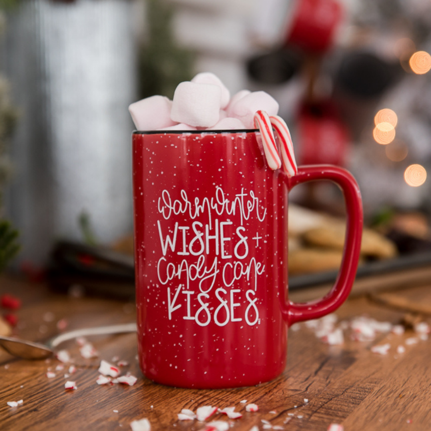 Candy Cane Coffee Mugs, Set of Two