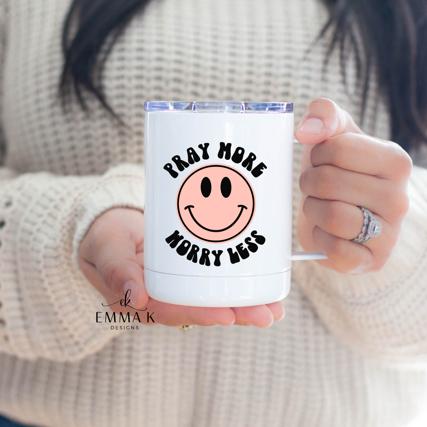 Pray More Worry Less 15 oz Travel Mug
