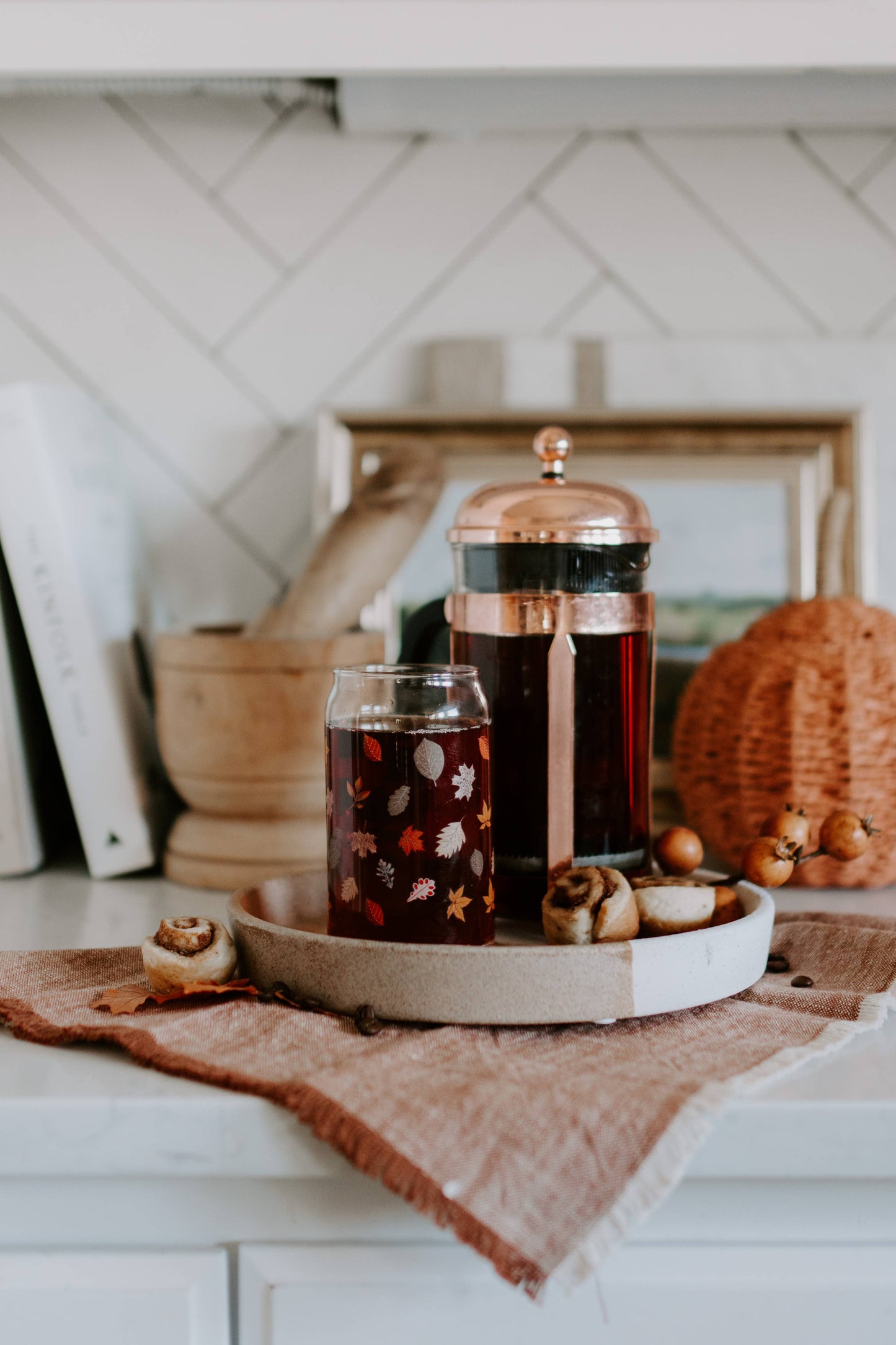 Fall Leaves Glass Cup