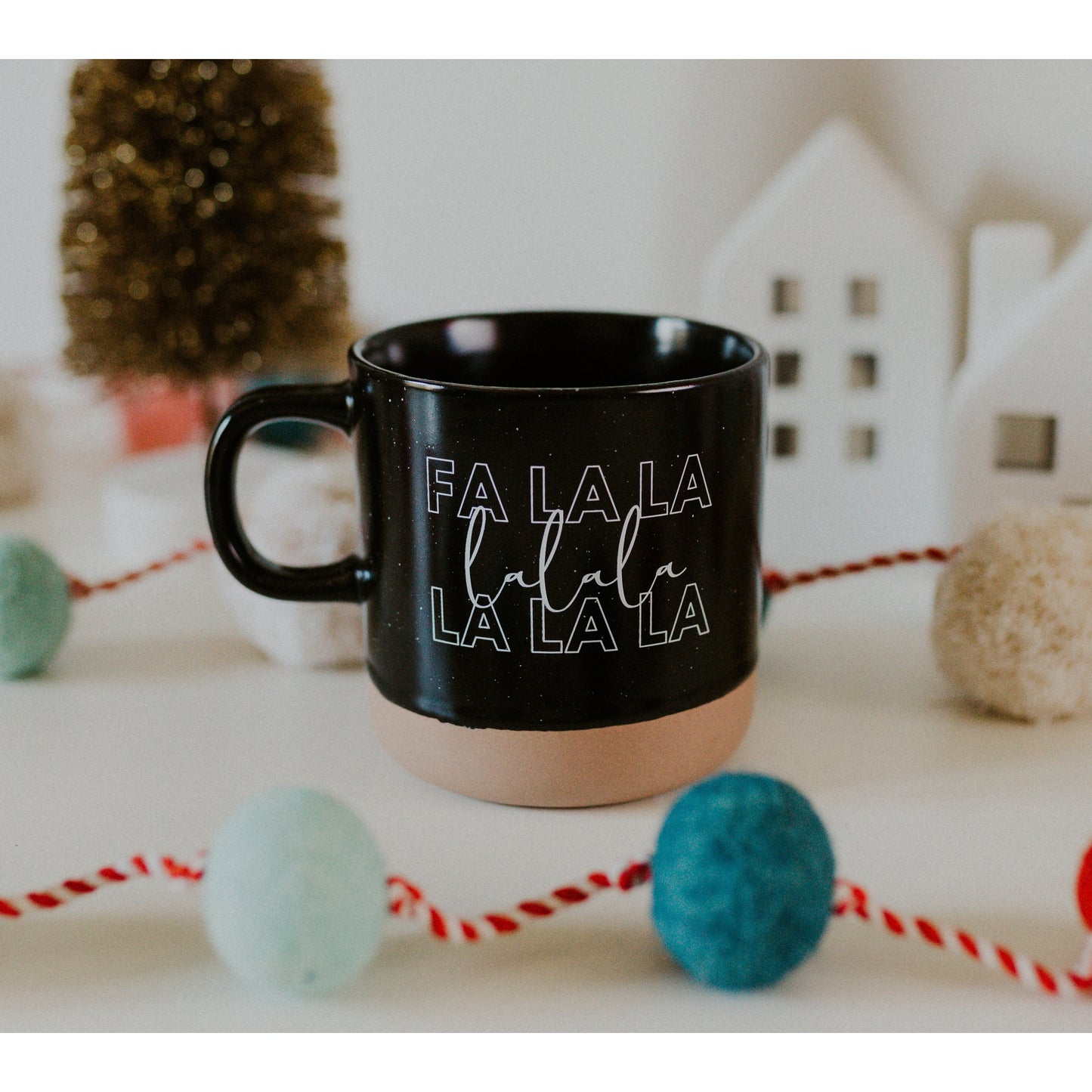 Fa La La - Christmas Mug - Black