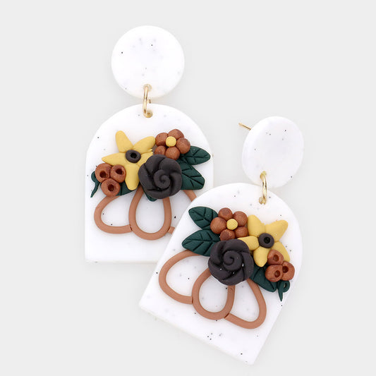 Polymer Clay Earrings - Sketch Pumpkin