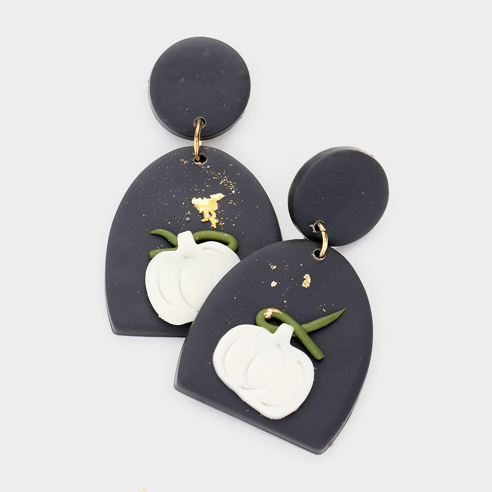 Polymer Clay Earrings - Charcoal Pumpkin