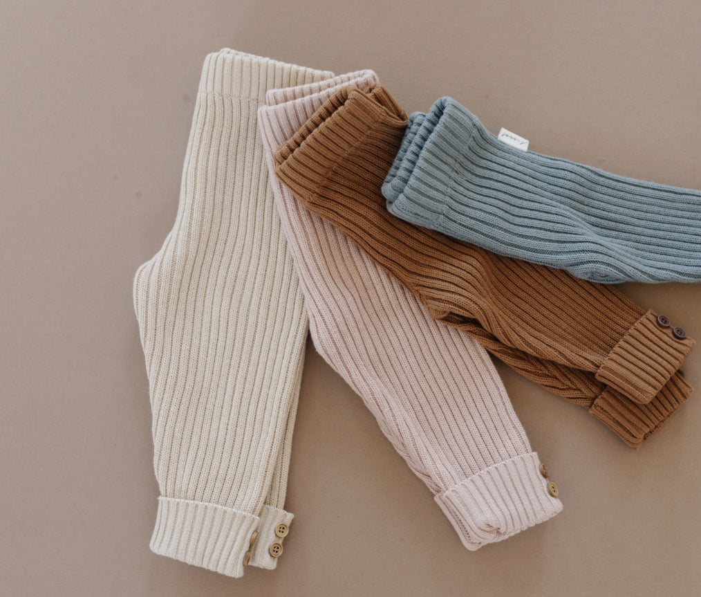 Button Side Knit Pants - Cream