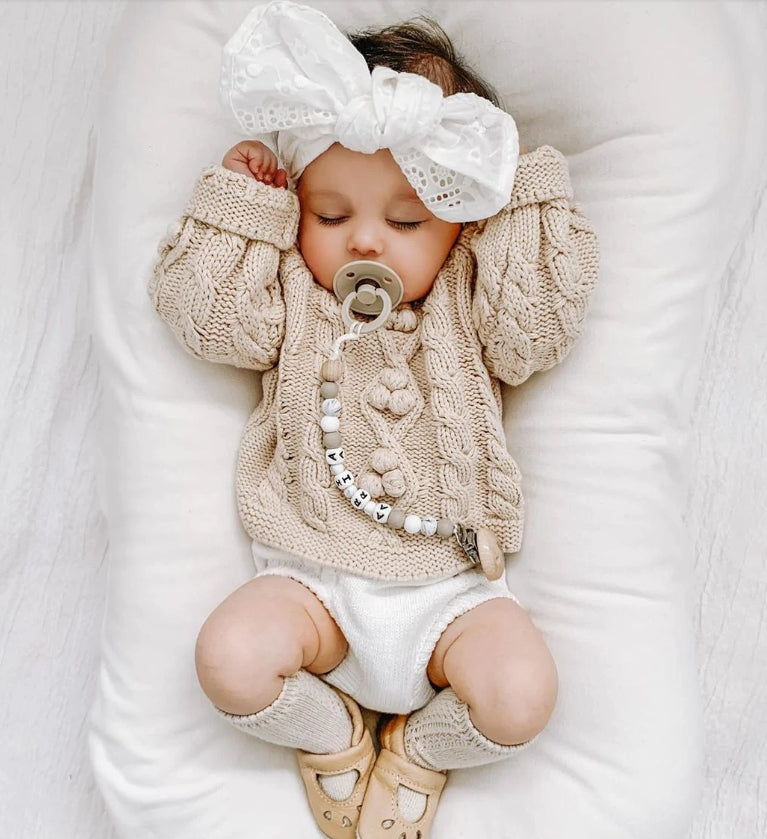 Stitched Pom Sweater - Oatmeal