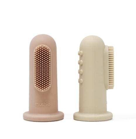 Mushie Finger Toothbrush- Shift Sand / Blush