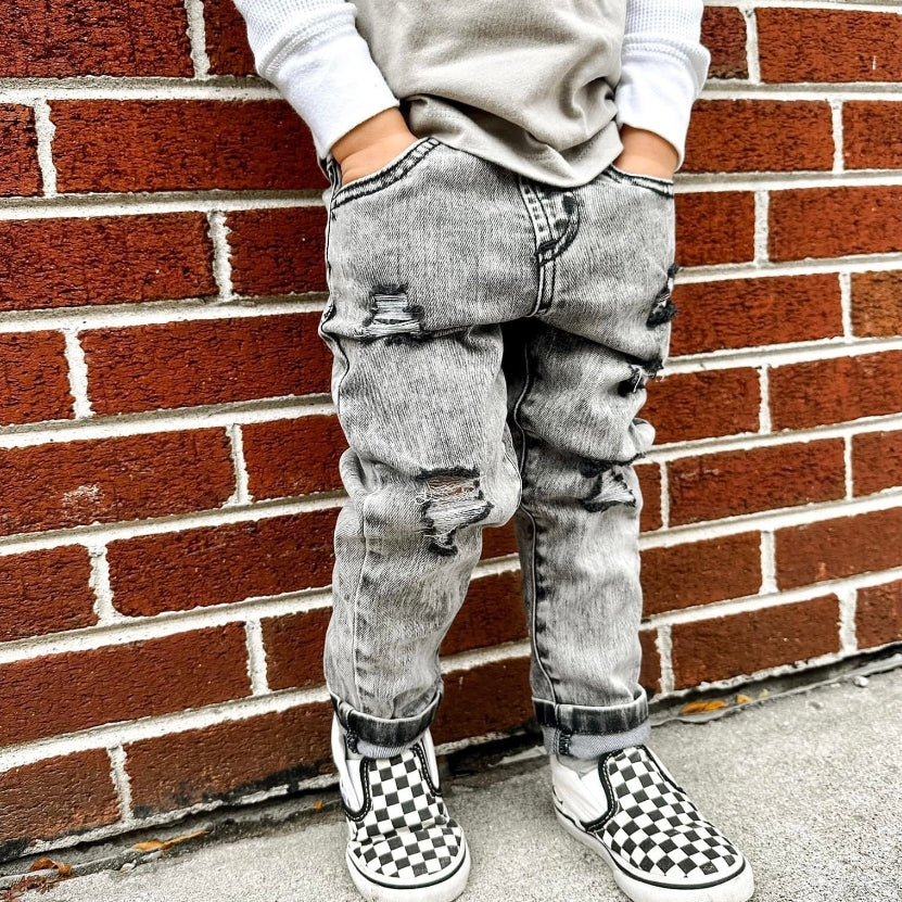 Denim Pants - Acid Wash Grey