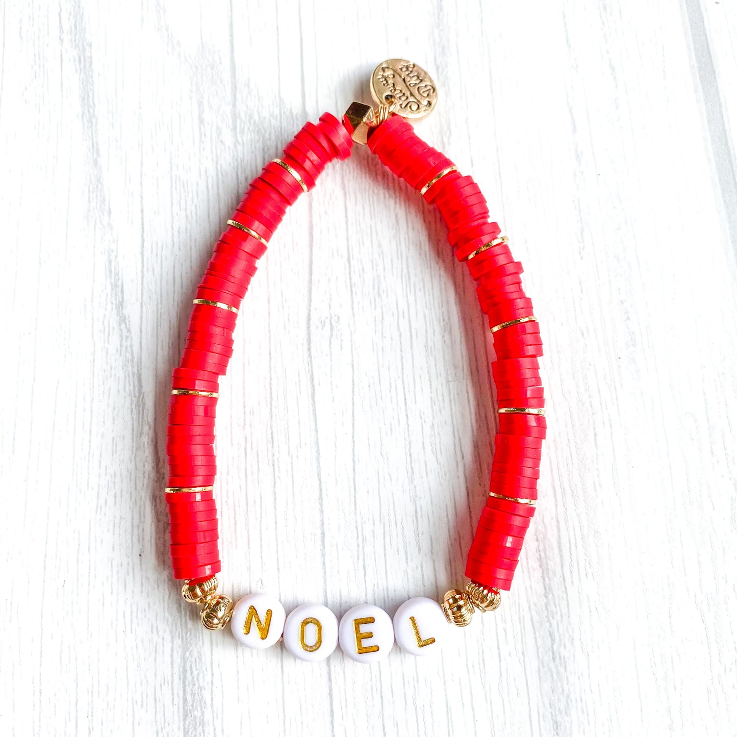 Christmas Acrylic Bamboo & Heishi Bracelets - NOEL