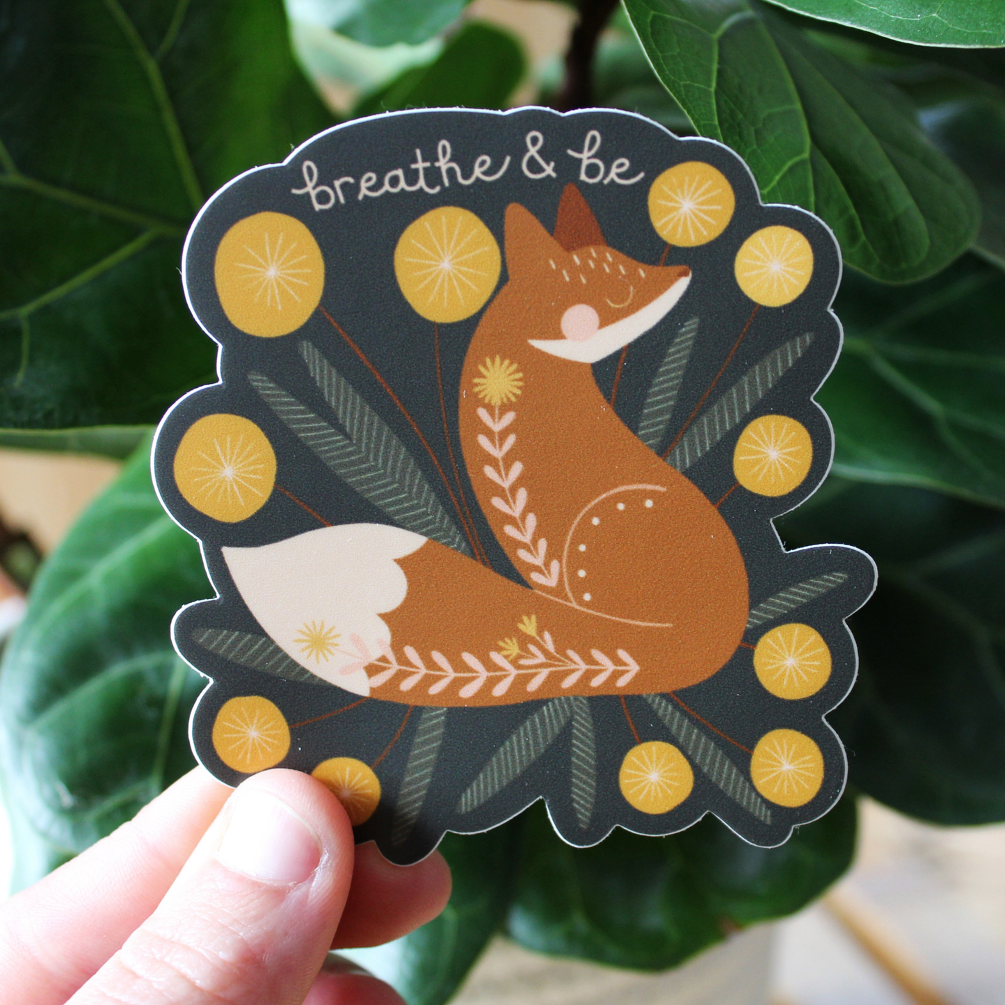 Sticker-Fox and Flowers Vinyl