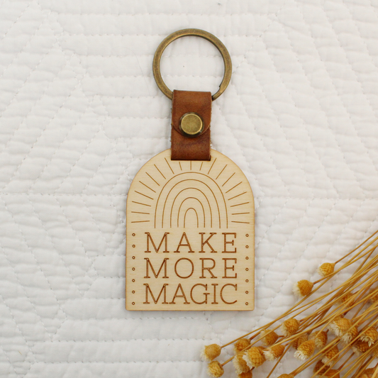 Make More Magic Wooden Keychain
