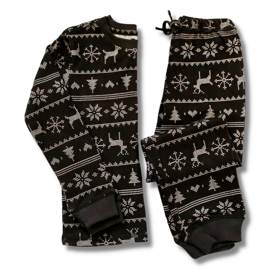 Black Fairisle - Kids Pajama Set