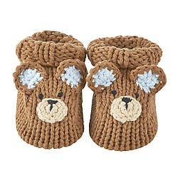 Knit Booties - Brown Bear - Newborn