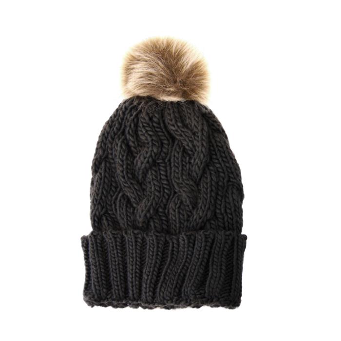 Cable Knit Pom Pom Toboggan