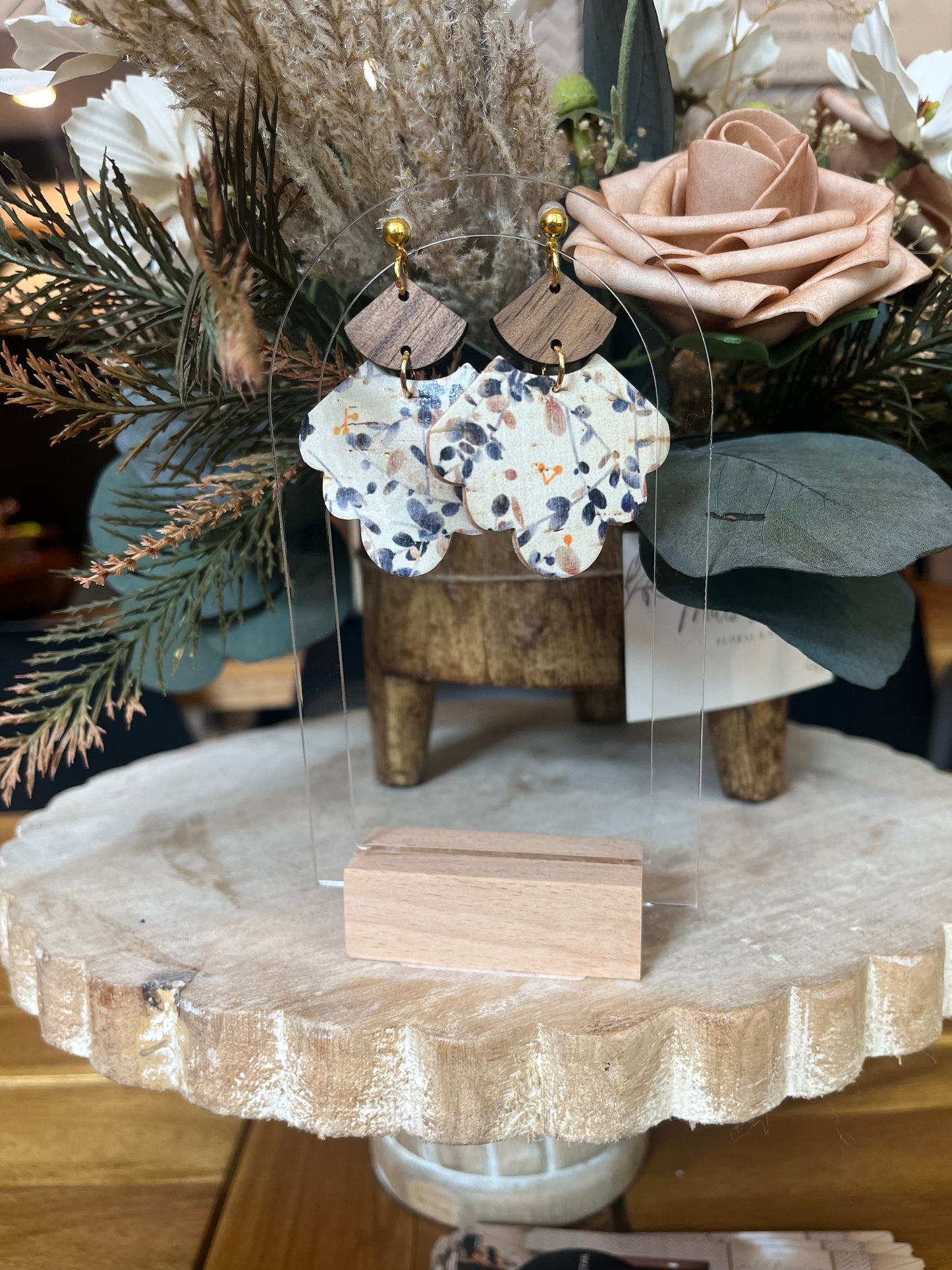 Stella Floral Wood Earrings