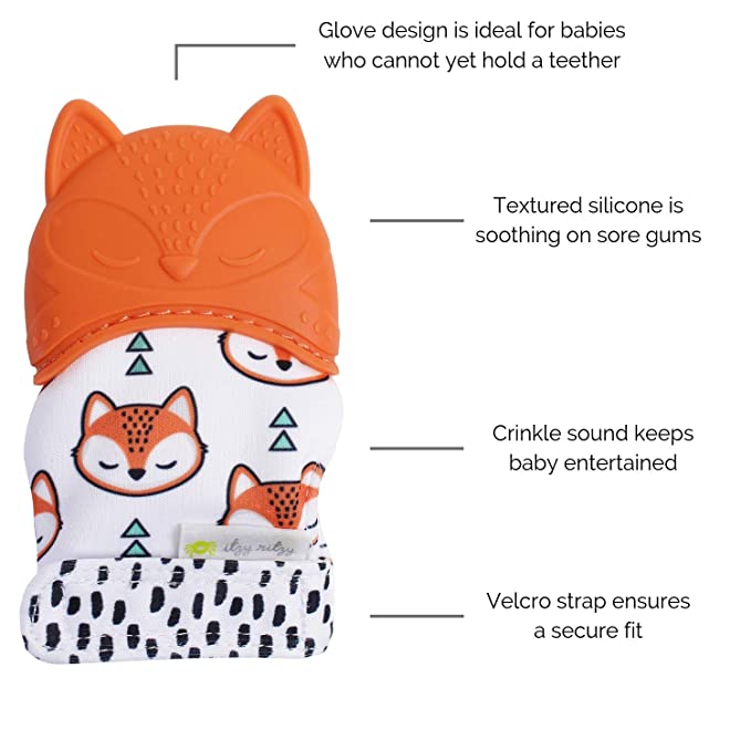 Itzy Mitt Teething Silicone Mitts - Fox