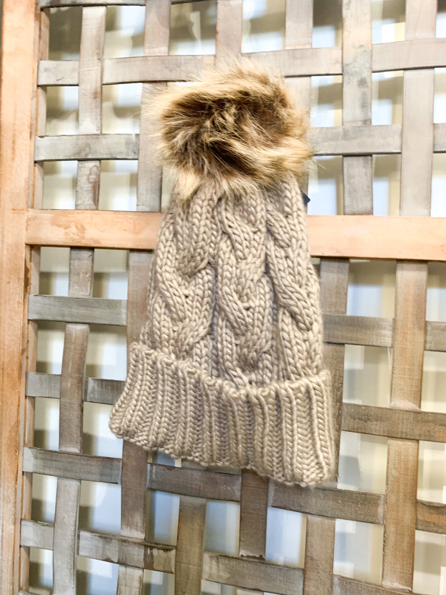 Cable Knit Pom Pom Toboggan