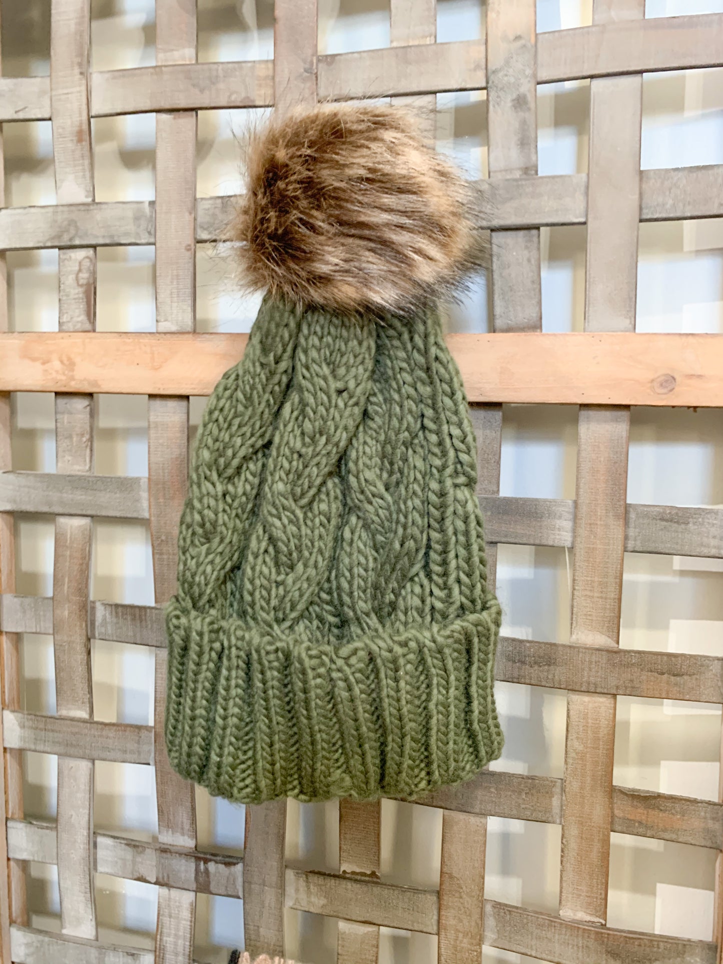 Cable Knit Pom Pom Toboggan