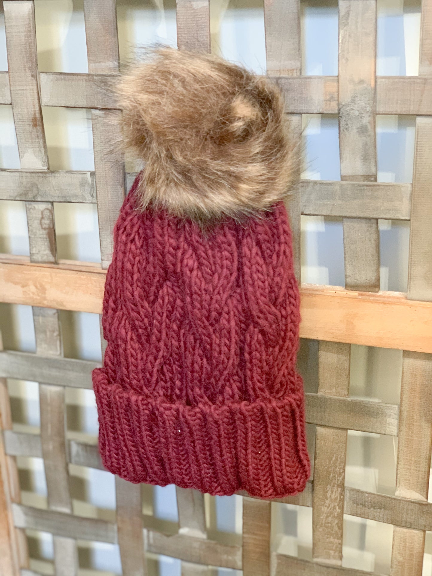 Cable Knit Pom Pom Toboggan