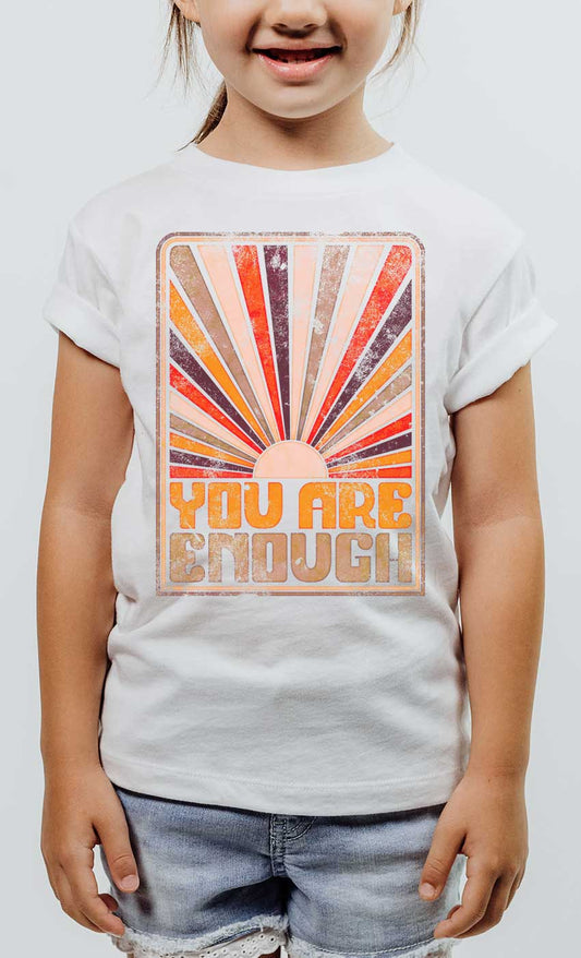 Retro You Are Enough Kids Graphic Tee - White