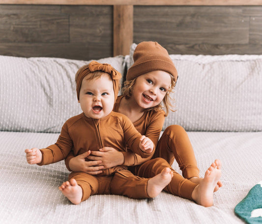 Bamboo Zip Romper - Caramel