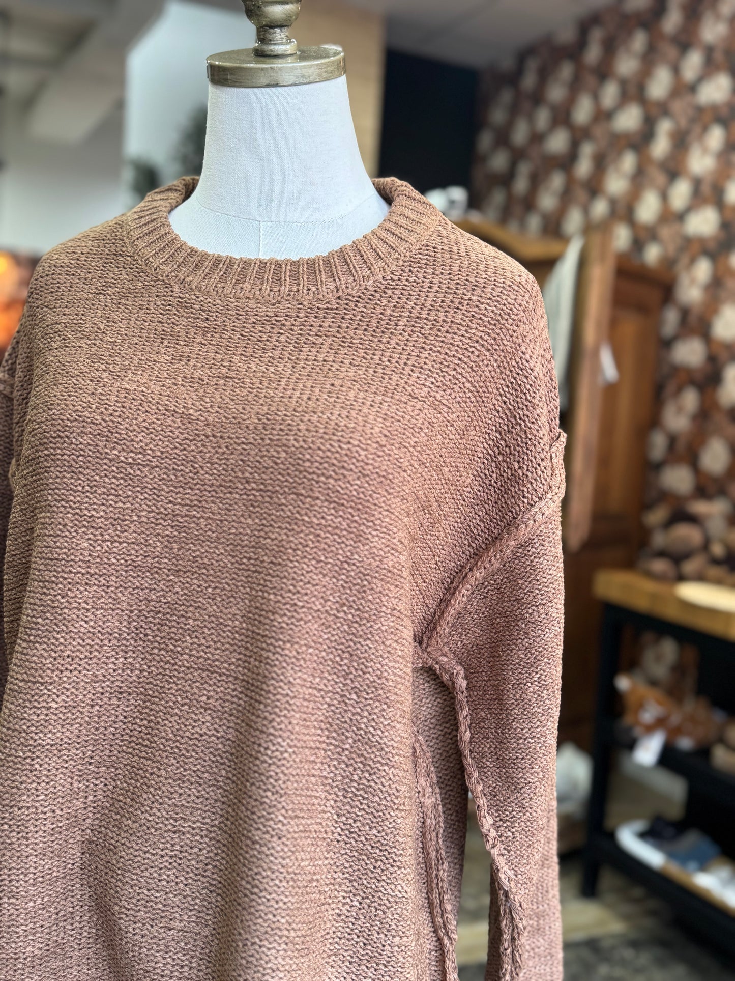 Exposed Seam Sweater - Deep Camel