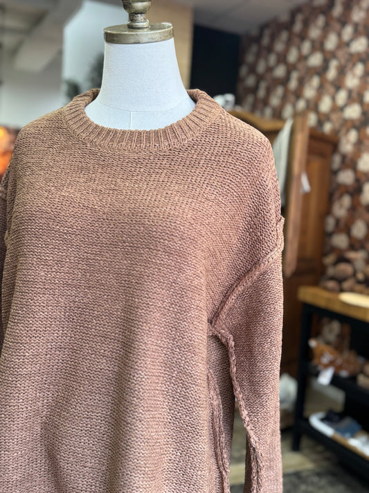 Exposed Seam Sweater - Deep Camel