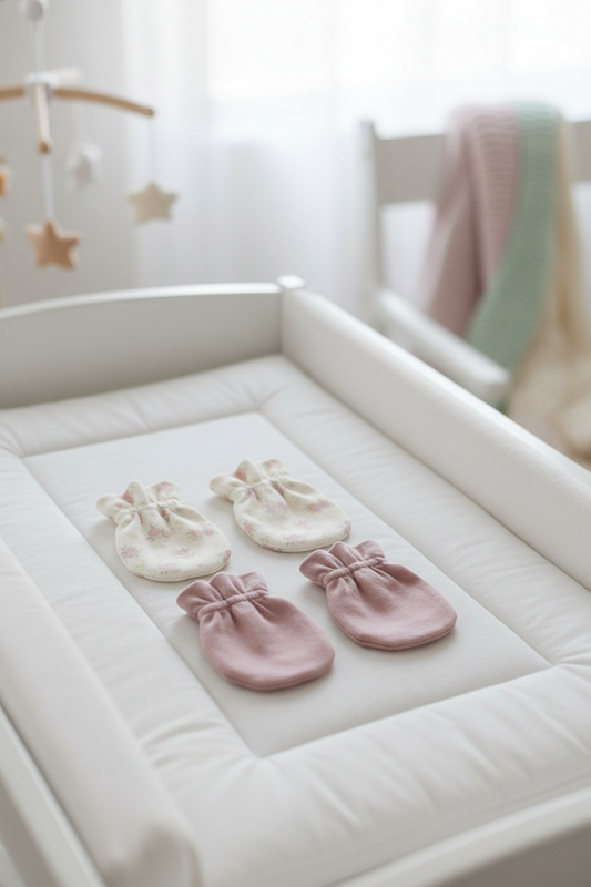 No scratch Mitten Set - Mauve/Flower Field