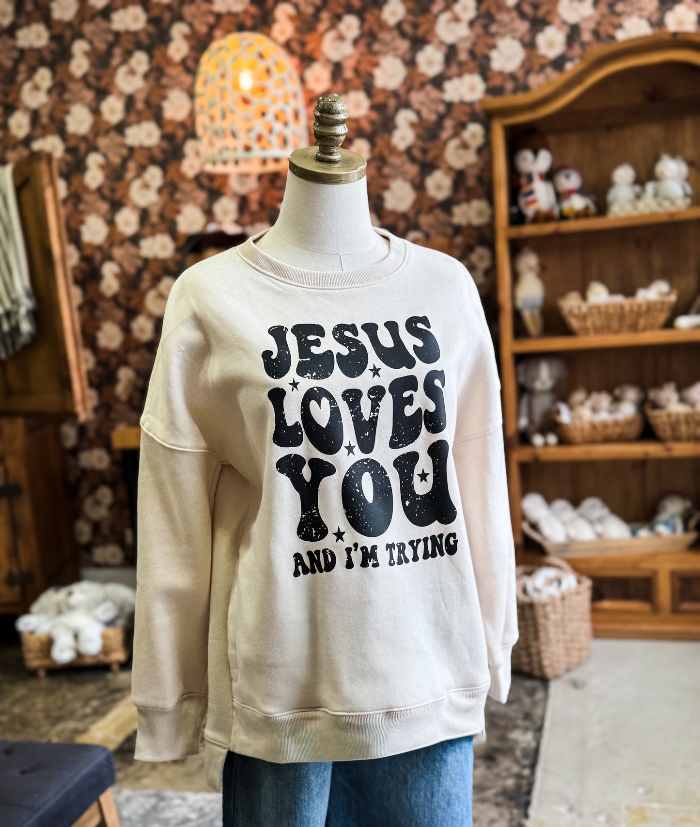 Jesus Loves You Sweatshirt - Beige