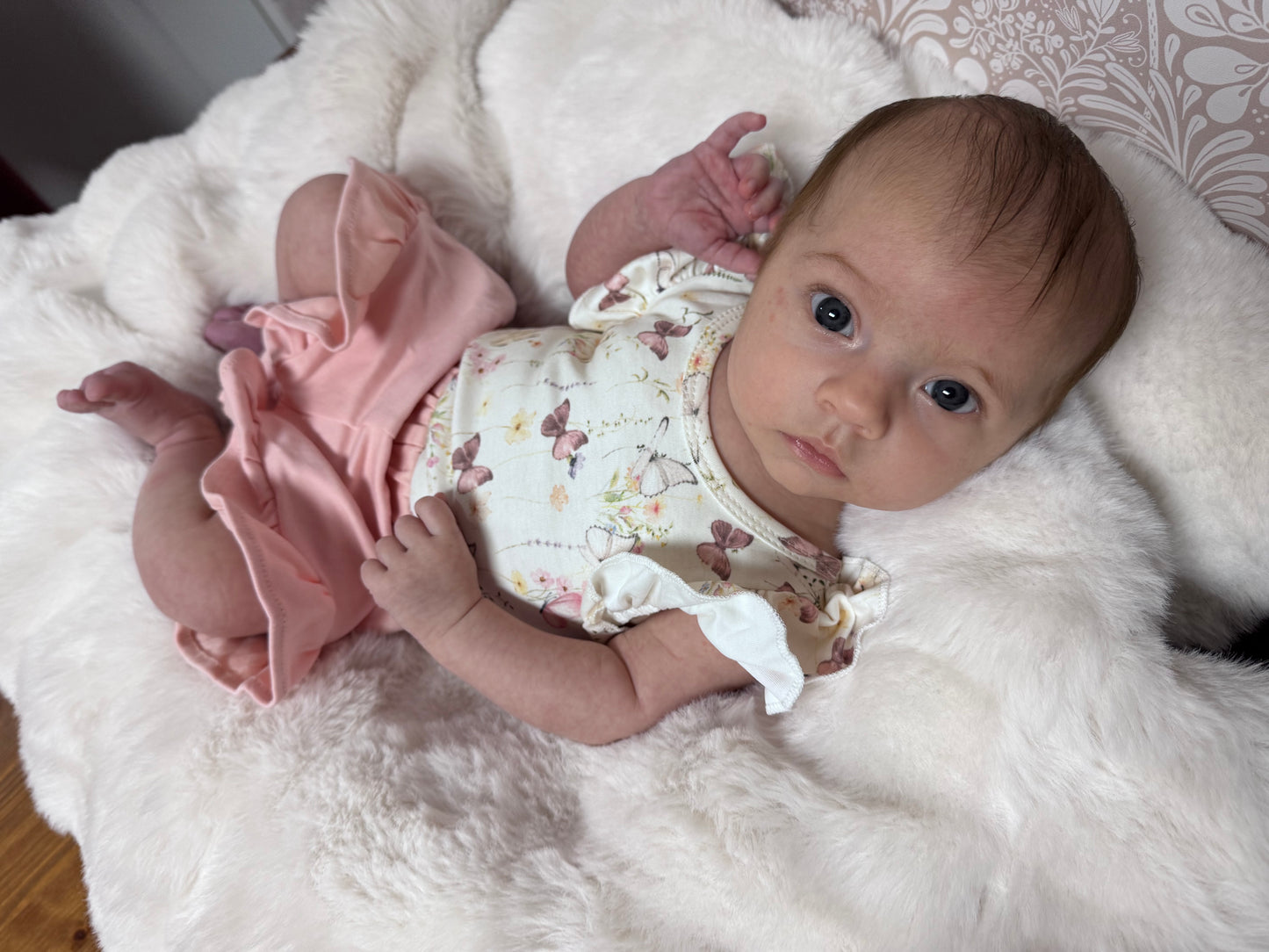 Flutter Butterfly Ruffle Onesie - Cream