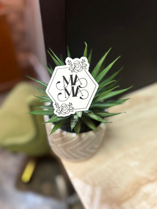 Mama Hexagon Floral - Clear Sticker