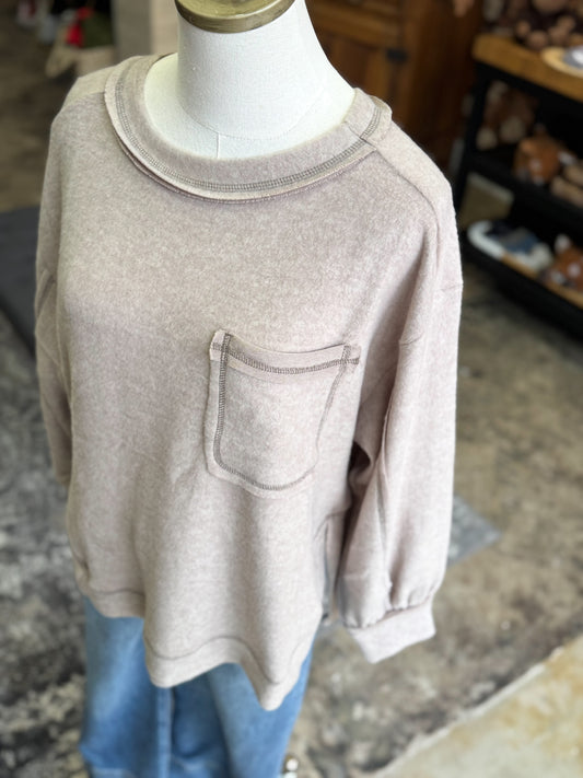 Brushed Pocket Sweater - Ash Mocha