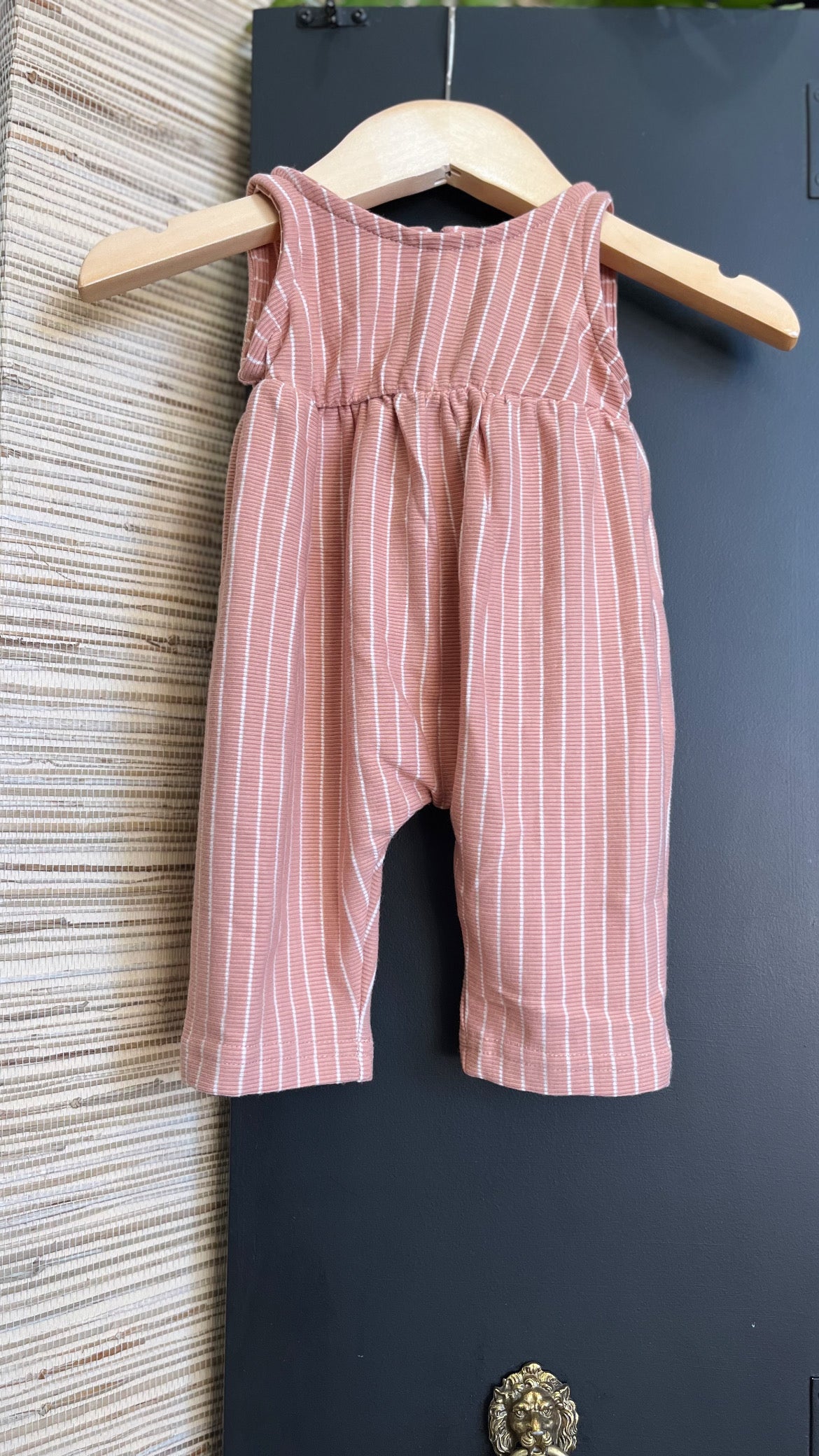 Cora Bubble Jumpsuit - Dusty Mauve Stripe