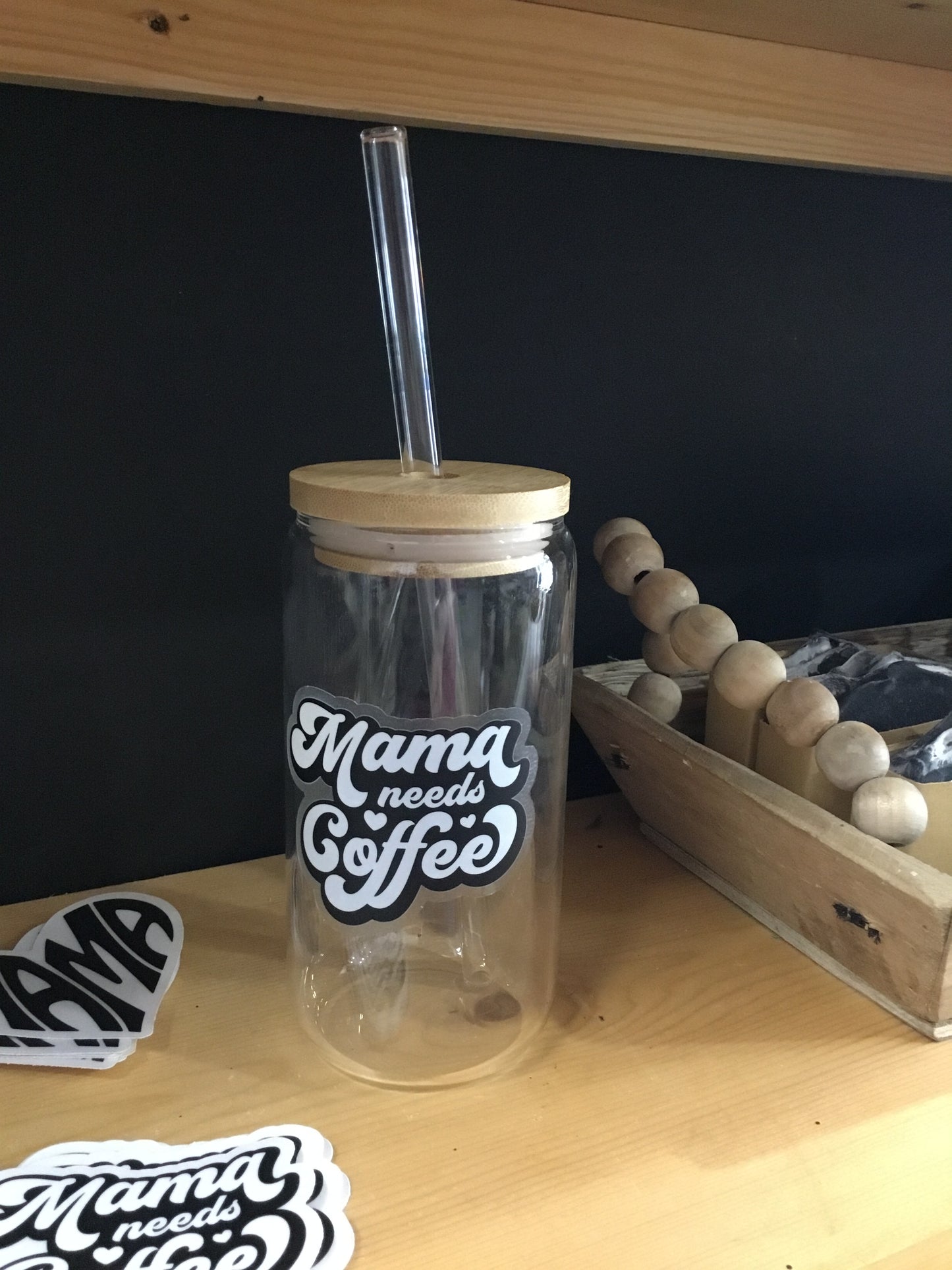 Mama Needs Coffee - Glass Tumbler Cup
